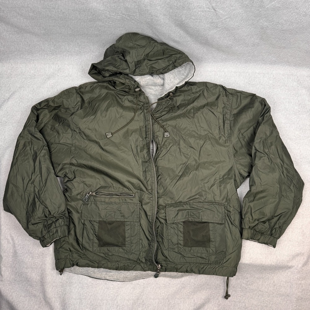 CS Signature Women's Green Hooded Jacket Medium Nylon Zip Front Pockets